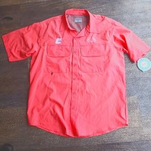 REALTREE Fishing Shirt Mens L  y Colosseum  30 Short  Sleeve NWT Pink /Orange hm